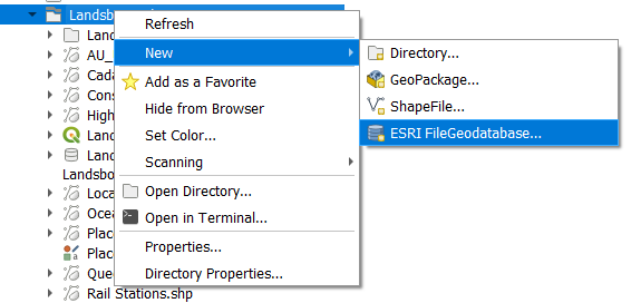 Create GDB in QGIS